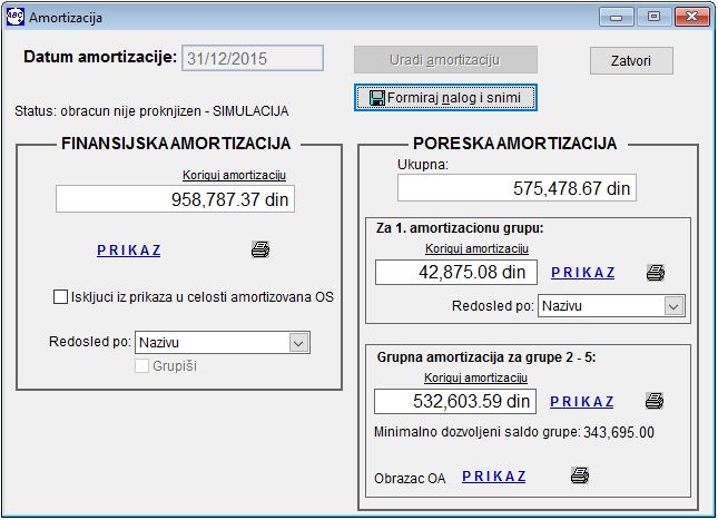 Obračun amortizacije osnovnih sredstava